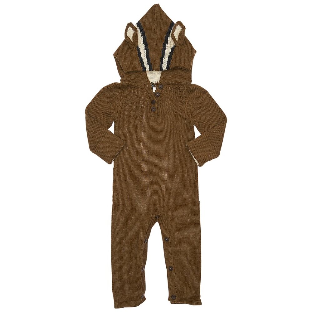 OEUF Chipmunk Hooded Alpaca Knit Sweater Romper Onesie Squirrel Costume - 18M - Picture 3 of 11